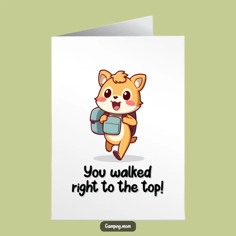 Free Printable Congrats Card: Excited Animal With Backpack - Funny Downloadable Journey Gift