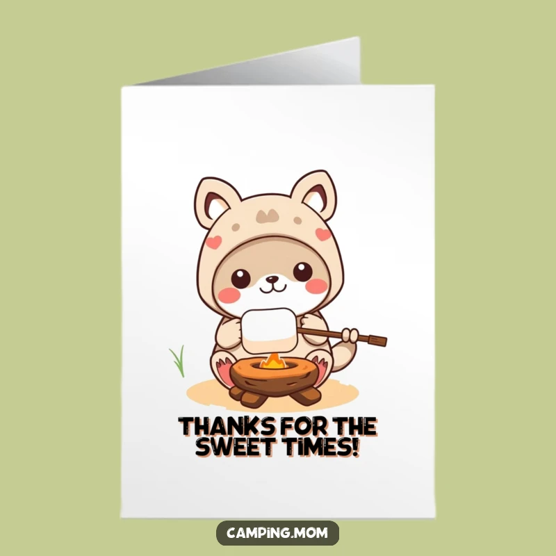 Free Printable Kawaii Camping Animal Thank You Card - Funny DIY Gift