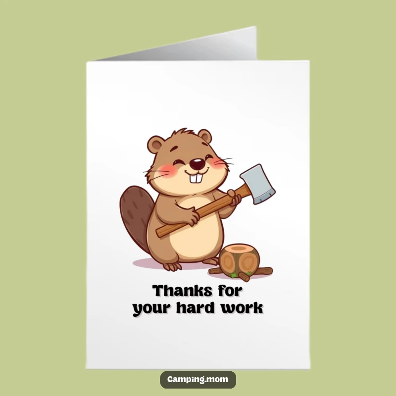 Free Printable Thank You Card: Beaver's Energetic Thanks - Funny Downloadable
