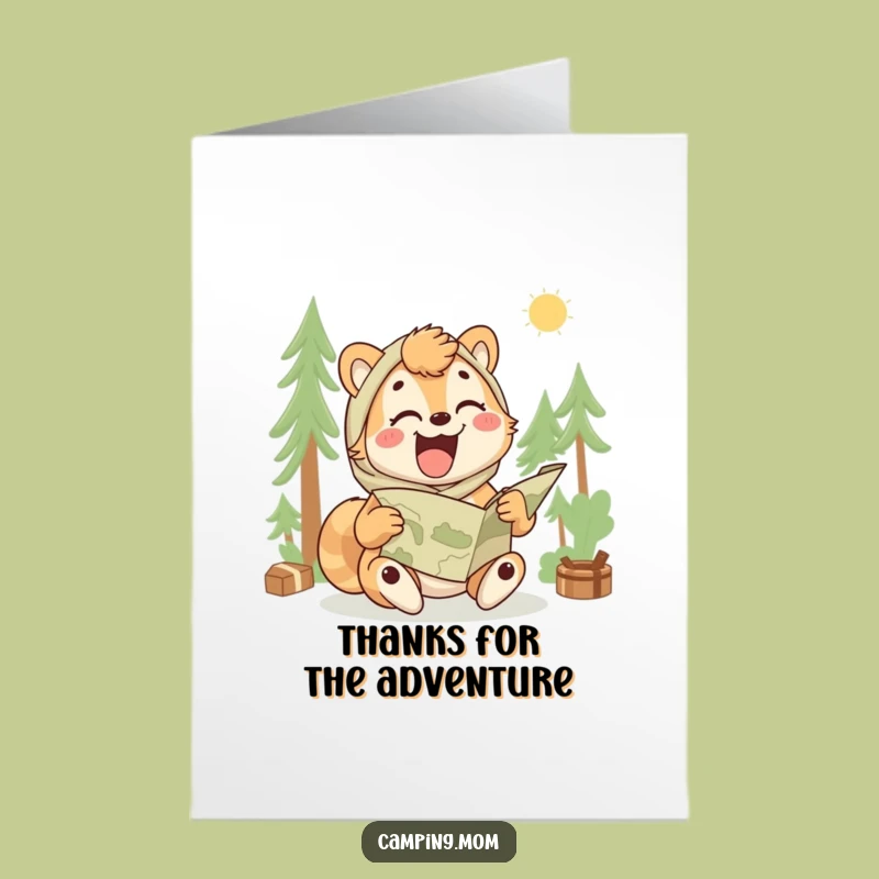 Free Printable Thank You Card: Camping Mom Map Laughs, Funny DIY Downloadable Gift