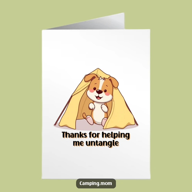 Free Printable Thank You Card: Dog Camping Mishap, Humorous Downloadable Gratitude