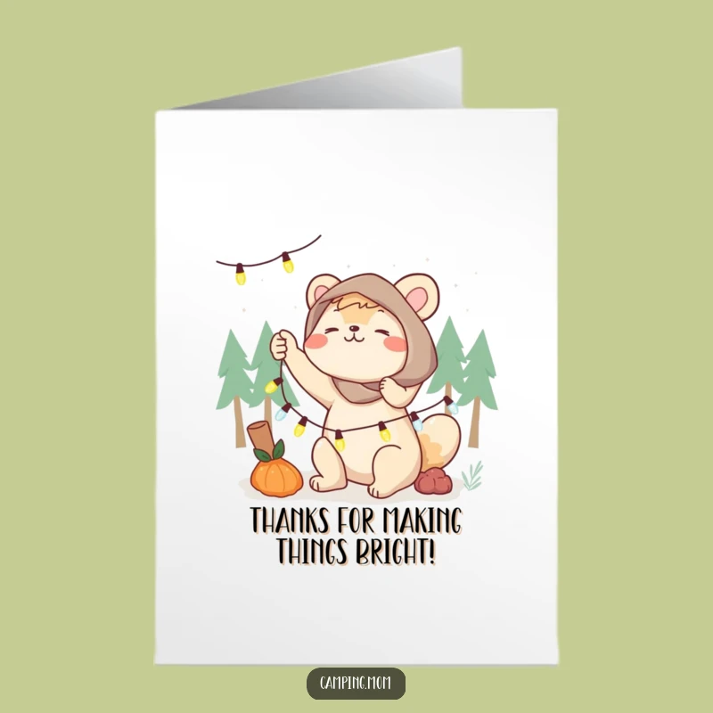 Free Printable Thank You Card: Energetic Camping Mom, Fairy Light Gratitude