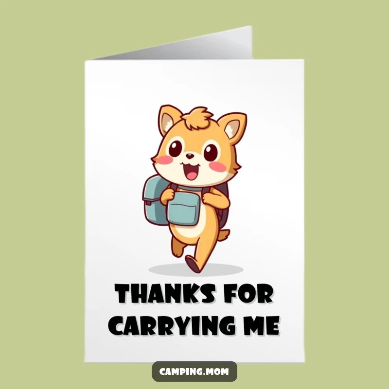 Free Printable Thank You Card: Excited Animal With Backpack - Funny Downloadable Gratitude Gift