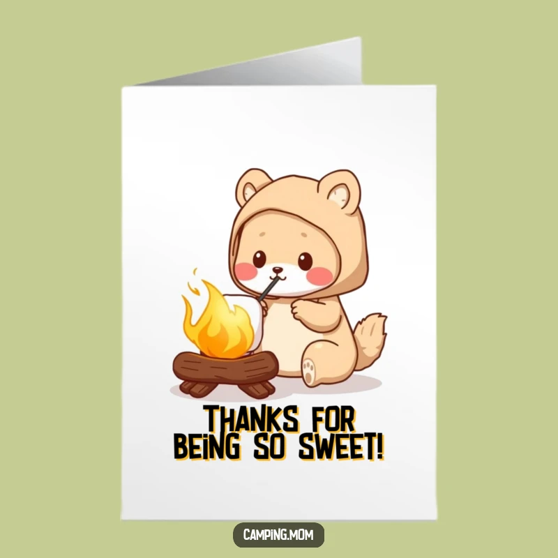 Free Printable Thank You Card: Funny Camping Mom, Marshmallow Roasting Gratitude