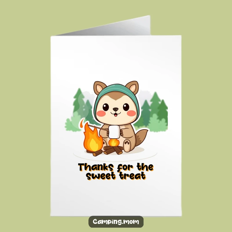Free Printable Thank You Card: Grateful Marshmallow Camping Animal Downloadable