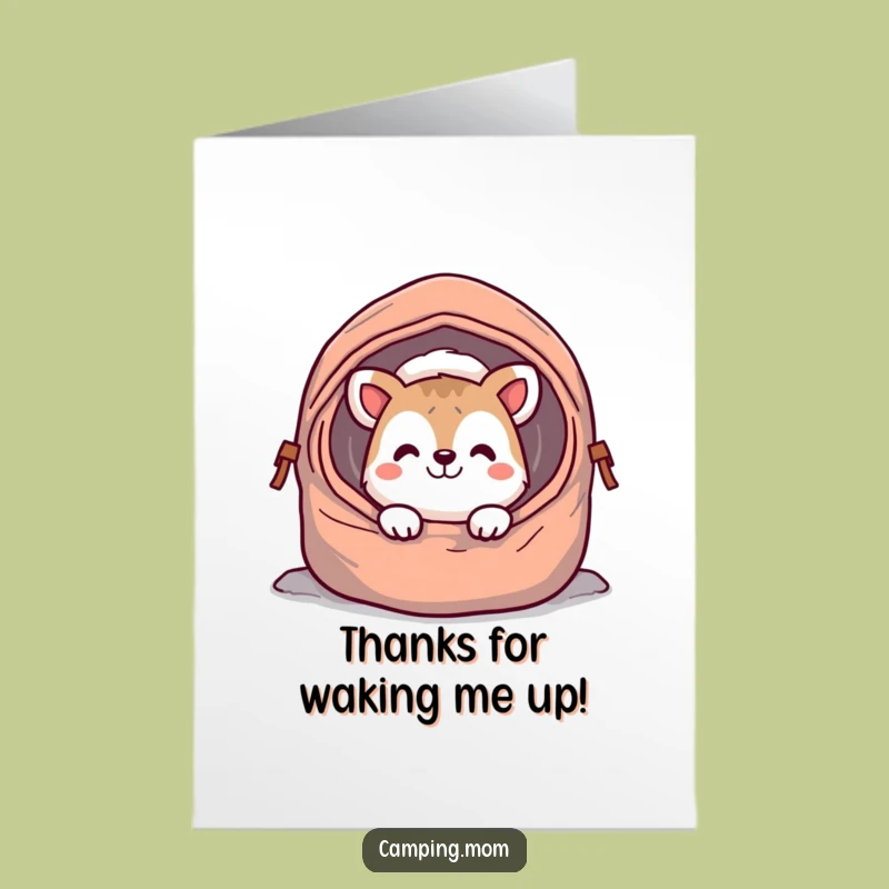 Free Printable Thank You Card: Sleeping Camper Grateful for Your Help!