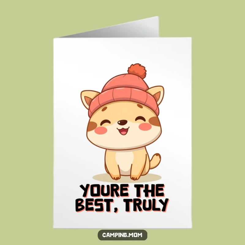 Funny Free Printable Thank You Card: Grateful Camping Animal Beanie Instant Download