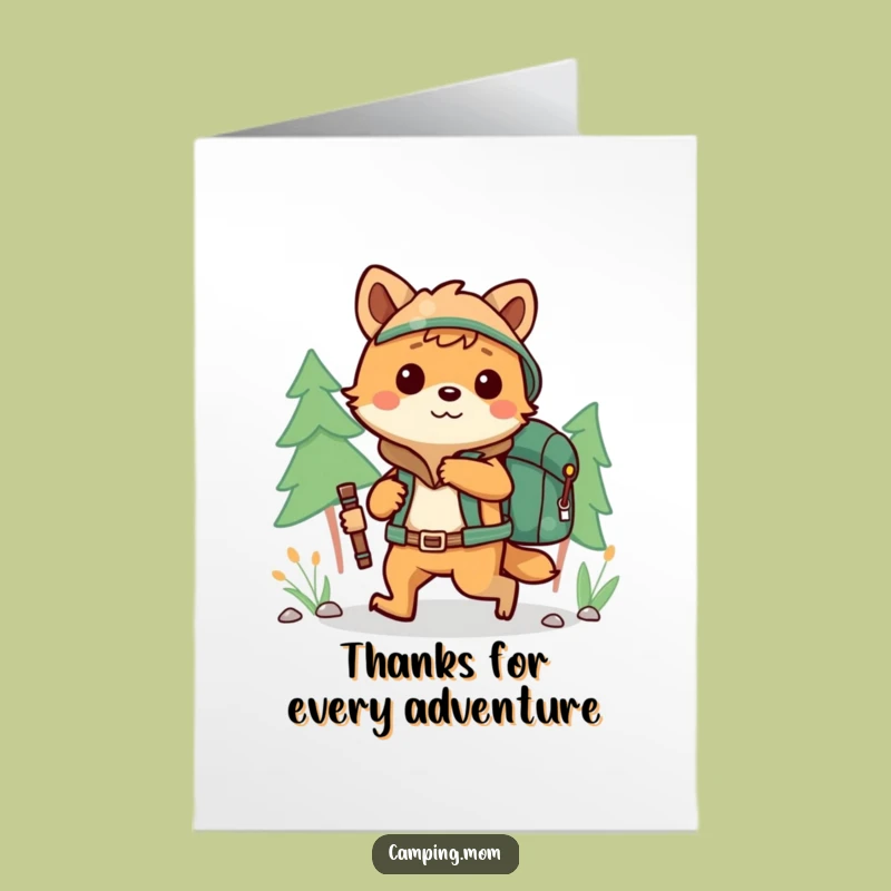 Free Printable Thank You Card: Grateful Hiking Animal Backpack Downloadable