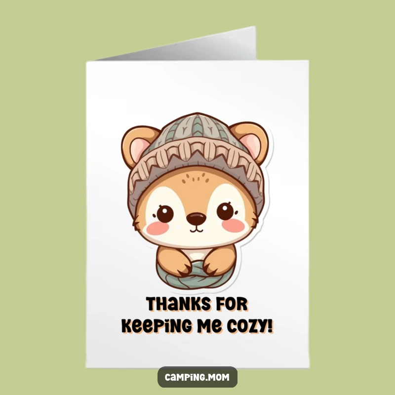Free Printable Thank You Card: Cozy Knitted Hat Animal, Warm Gratitude, Downloadable Gift