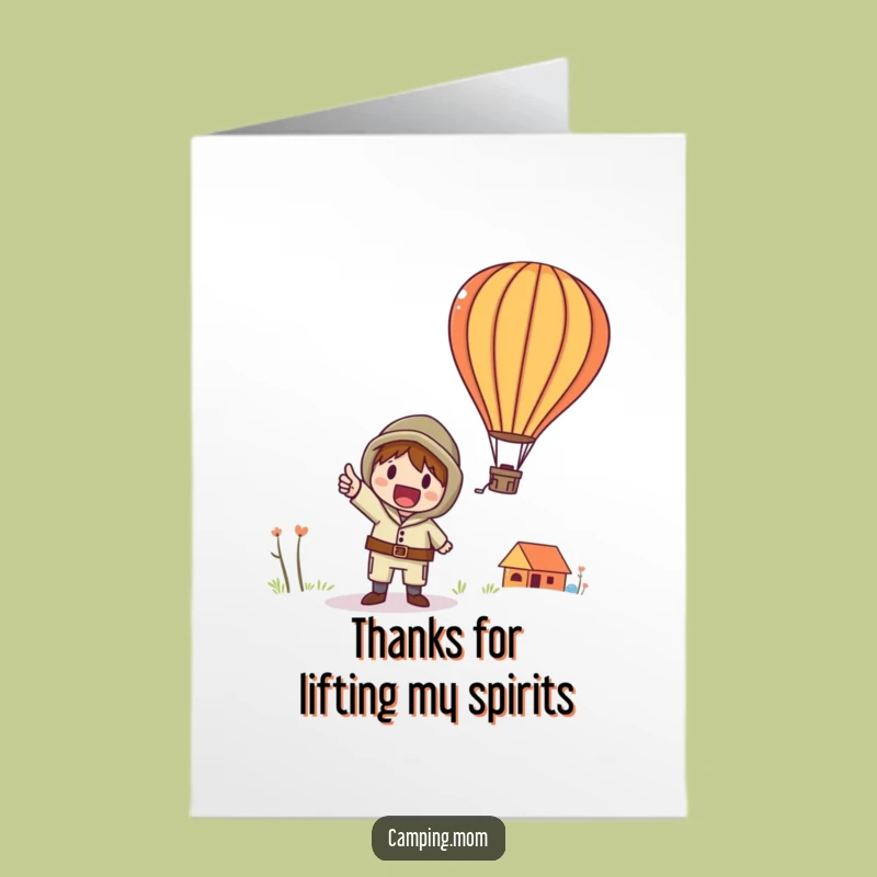 Free Printable Thank You Card: Whimsical Camper Hot Air Balloon Gratitude