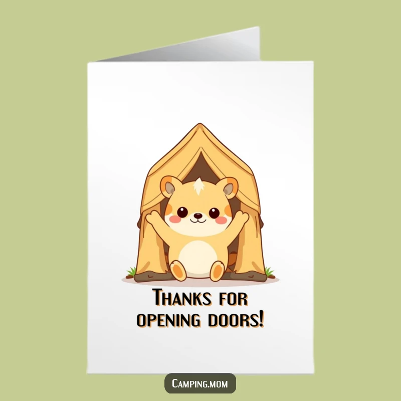 Free Printable Camping Animal Tent Thank You Card - Funny DIY Gift