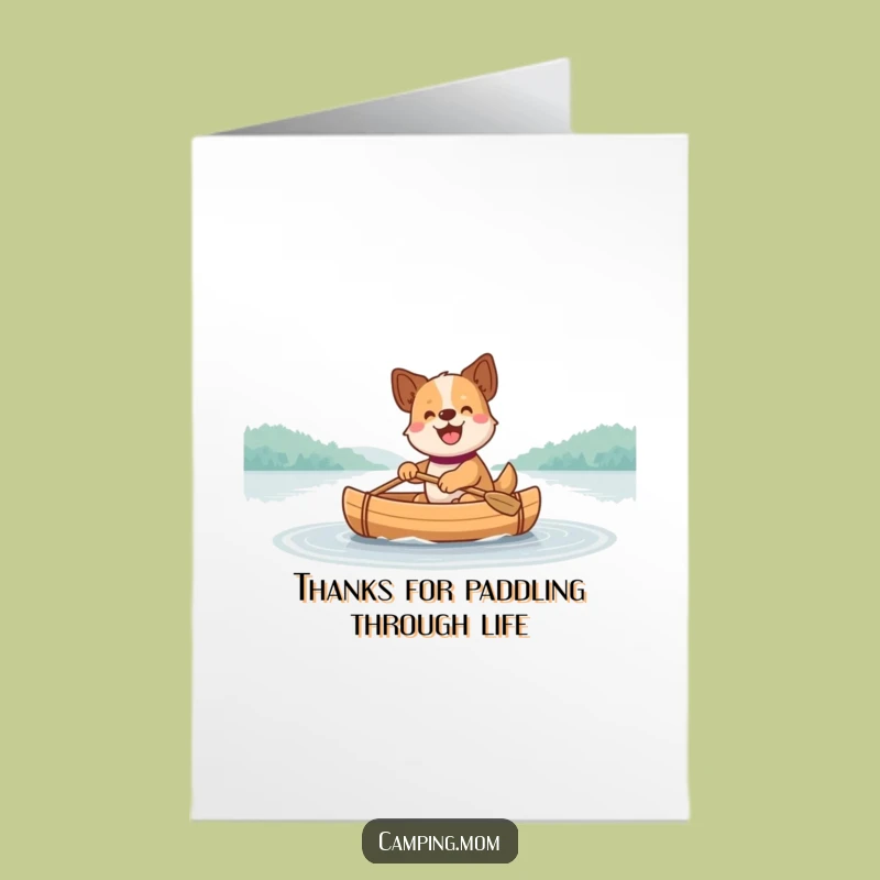 Free Printable Thank You Card: Grateful Canoeing Dog, Humorous Downloadable Gratitude
