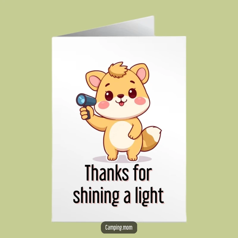 Free Printable Thank You Card: Animal With Flashlight - Funny Downloadable Gift for Gratitude