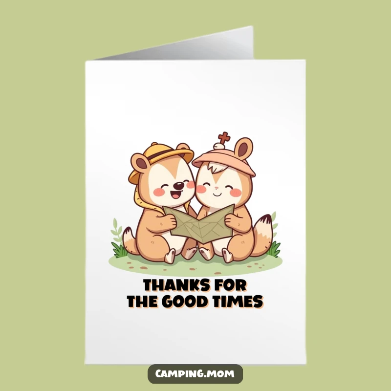 Free Printable Thank You Card: Cute Camping Animal Thanks You with a Happy Giggle