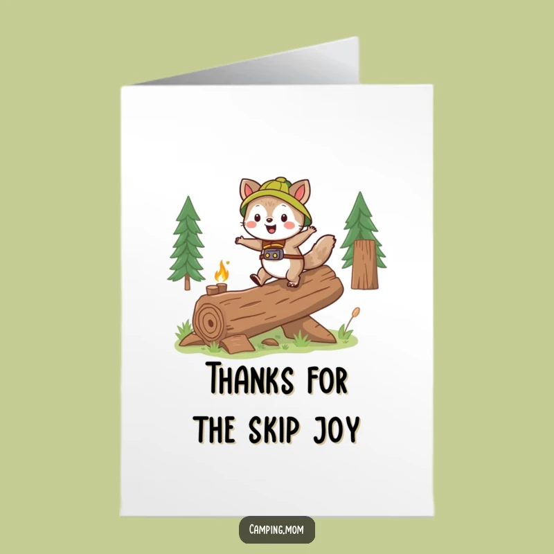 Free Printable Thank You Card: Grateful Skipping Animal Log Downloadable
