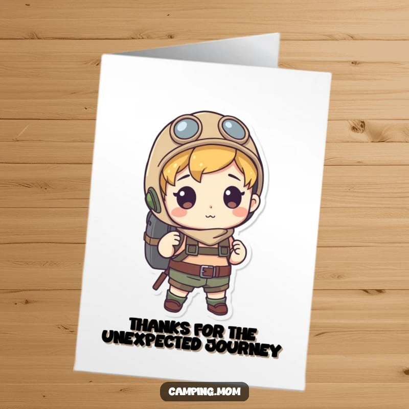 Funny Free Printable Thank You Card: Explorer with backpack thanks you for helping them on their journey.