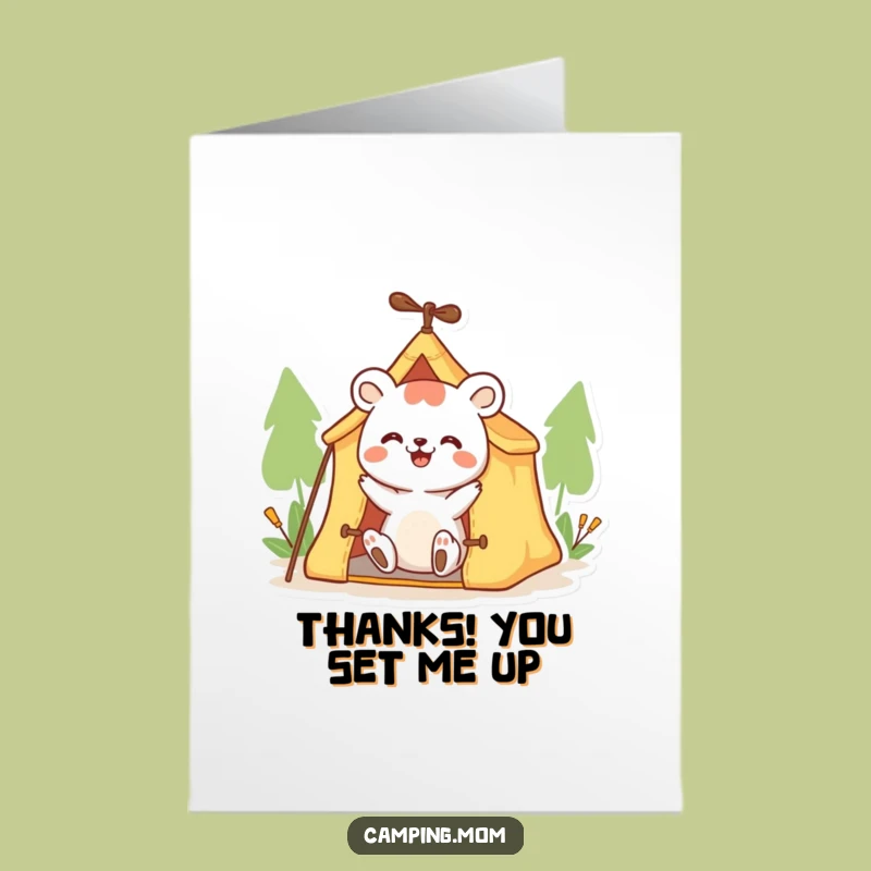 Free Printable Thank You Card: Enthusiastic Animal Tent Setup - Funny Downloadable Gift