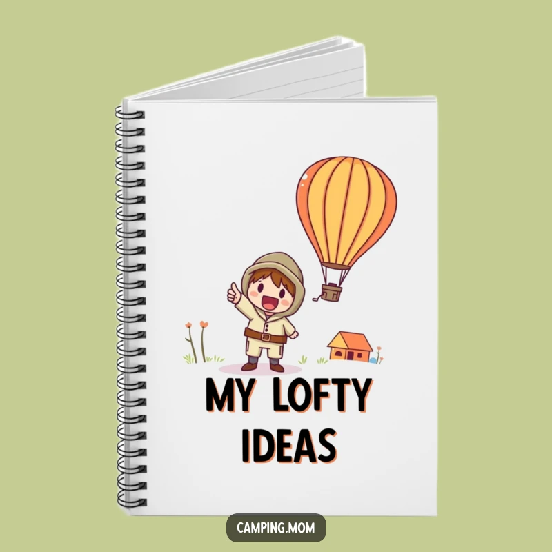 Funny Hot Air Balloon Camping Notebook: Whimsical Character Points Up, A Creative Funny Gift.