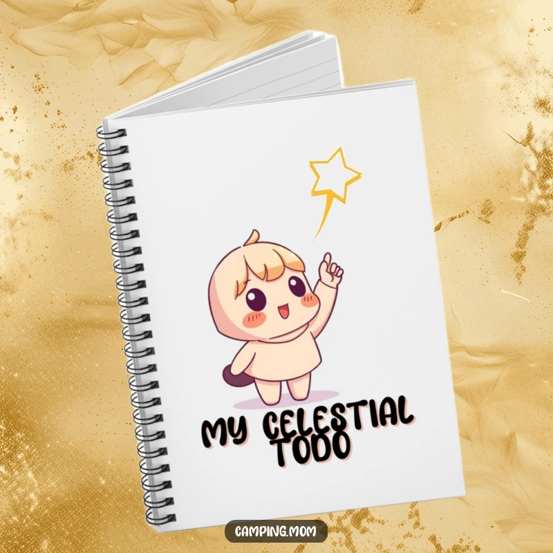 Funny notebook cover with a character pointing at a shooting star, perfect for journaling dreams with a humorous and magical feel. Ideal funny gift.