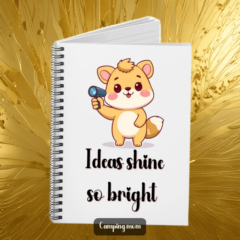 Funny animal notebook with a playful character holding a flashlight, pointing upwards, great for jotting down bright ideas.