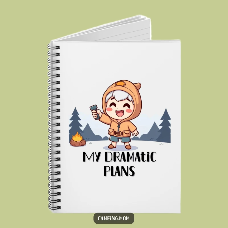 Funny Dramatic Camping Notebook: Happy Character With Flashlight, A Creative Funny Gift.