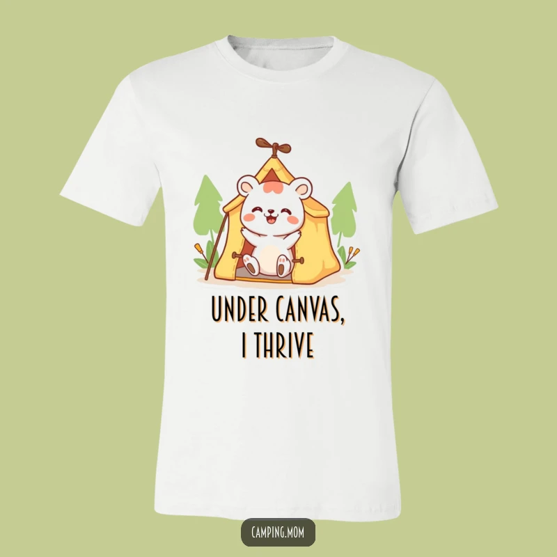 Funny Animal Tent Enthusiast T-Shirt: Happy Camper Design for a Comical Outdoor Gift