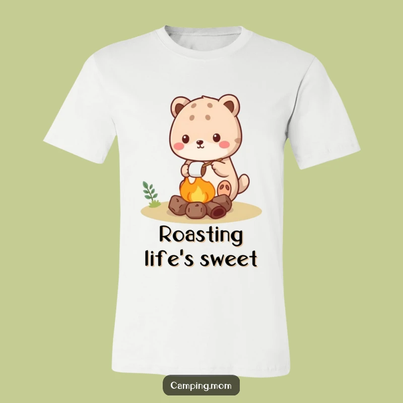 Funny Kawaii Camping Animal T-Shirt: Roasting Marshmallows Fun