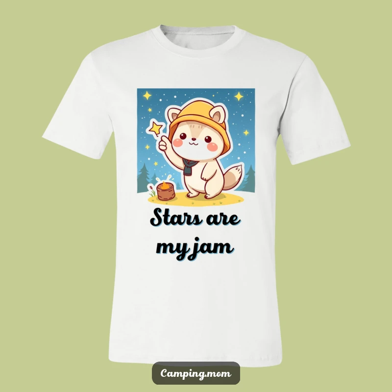 Funny Kawaii Camping T-Shirt: Starry Night Pointer - Celestial Humor Gift
