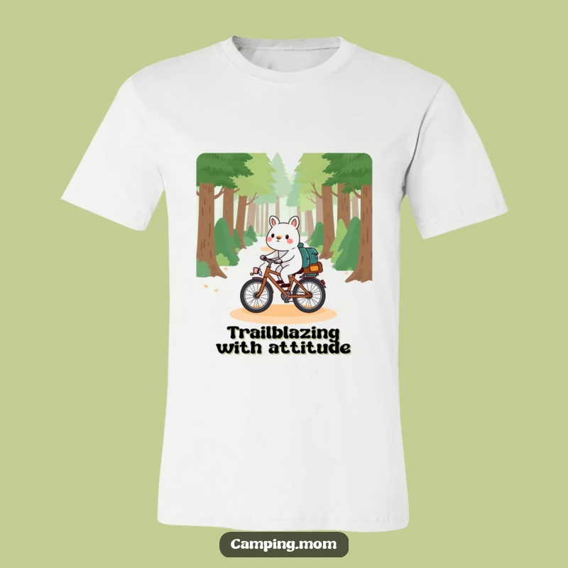 Funny Playful Animal T-Shirt: Bicycle Forest Path Rider Tee
