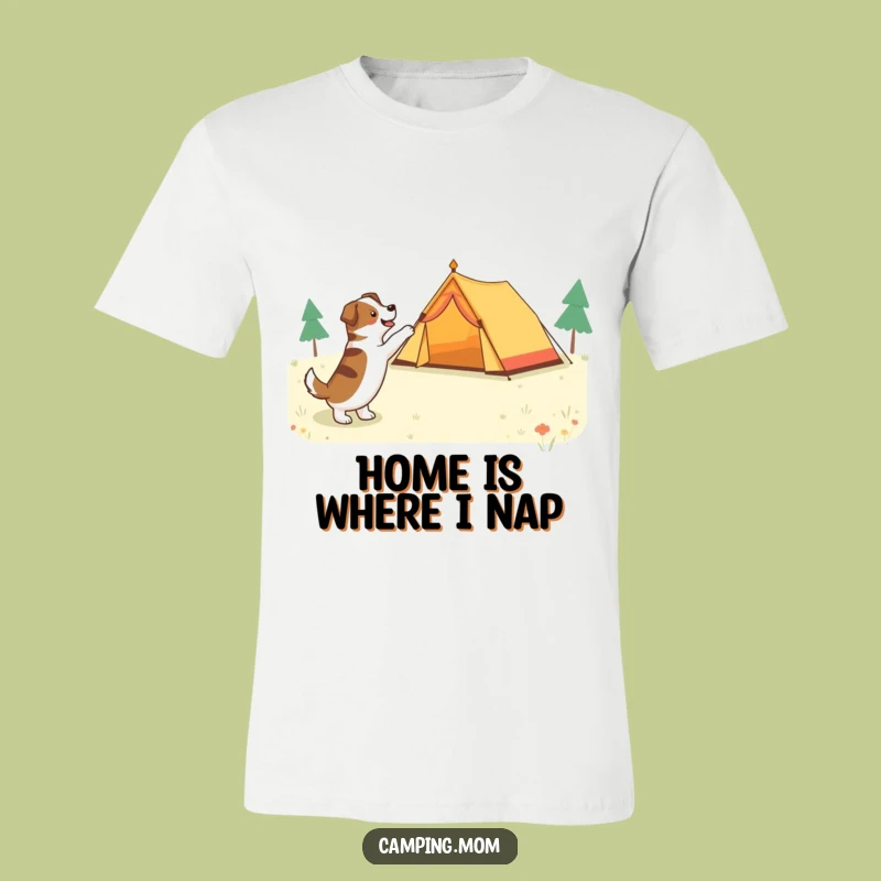 Funny Tent Camping Dog T-Shirt - Excited Outdoor Explorer Tee