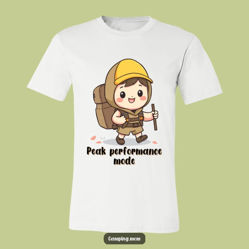 Funny Kawaii Hiking T-Shirt: Cheerful Camper Character Backpacking Tee Gift