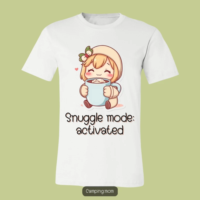 Funny Cozy Cocoa Character T-Shirt, Adorable Comfy Apparel for Relaxing Days