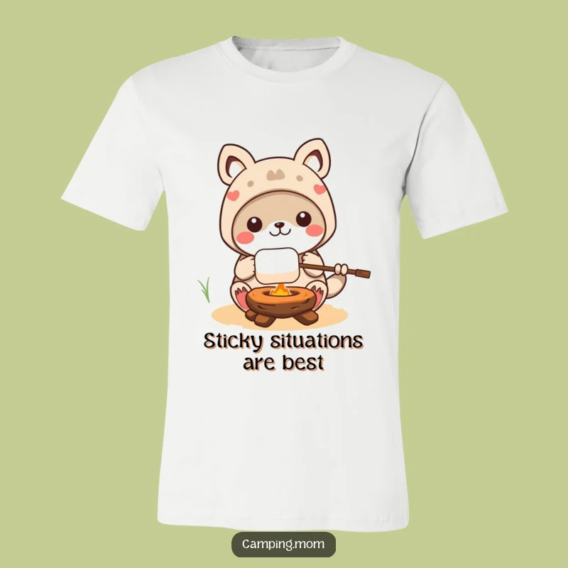Funny Kawaii Camping Animal Marshmallow Roaster T-Shirt - Hilarious Outdoor Tee