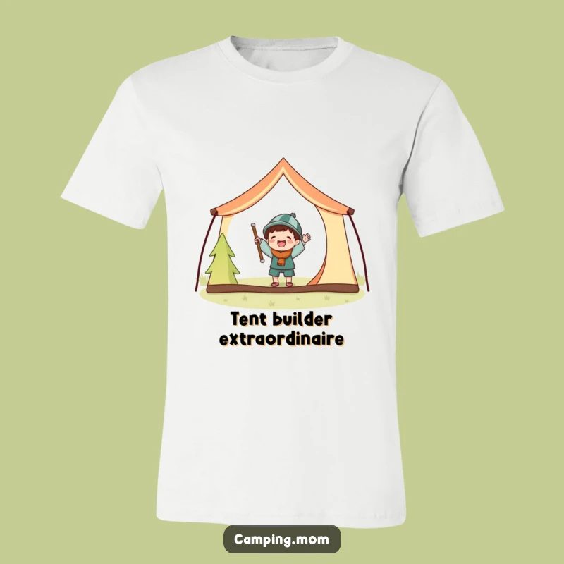Funny Tent Struggle T-Shirt: Joyful Character With Giant Poles, The Perfect Funny Gift.