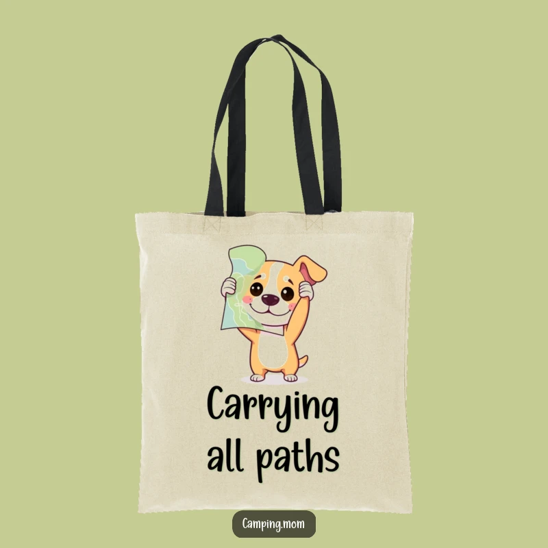 Funny Confused Map Dog Canvas Tote Bag - Adventure Helper