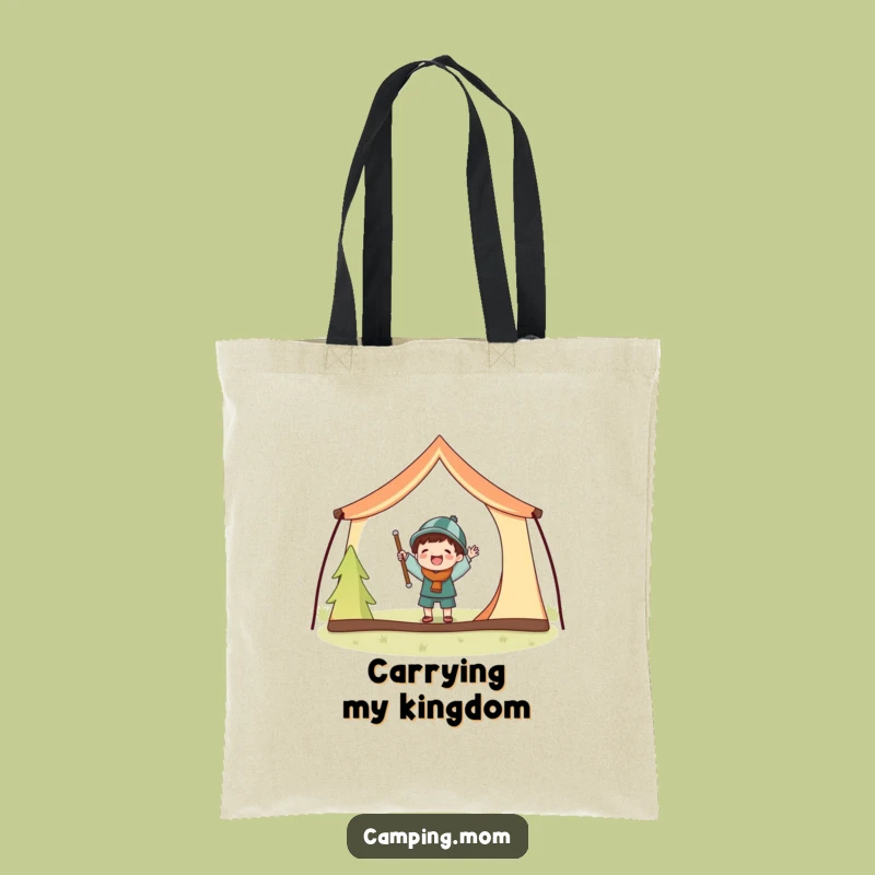 Funny Tent Setup Tote Bag: Joyful Character With Big Poles, A Practical Funny Gift.