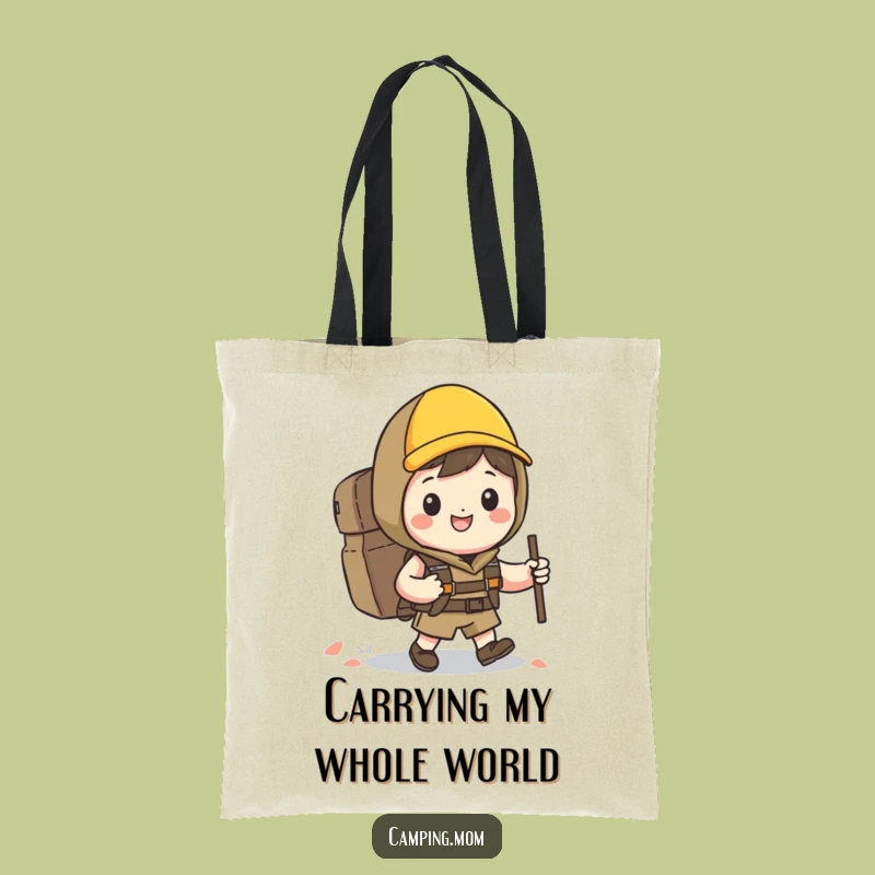 Funny Kawaii Hiker Tote Bag: Durable Camper Character Backpacking Accessory Gift