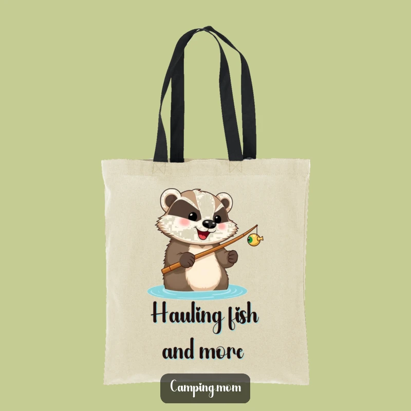 Funny Badger Fishing Tote Bag: Happy Angler Design - The Ultimate Funny Gift