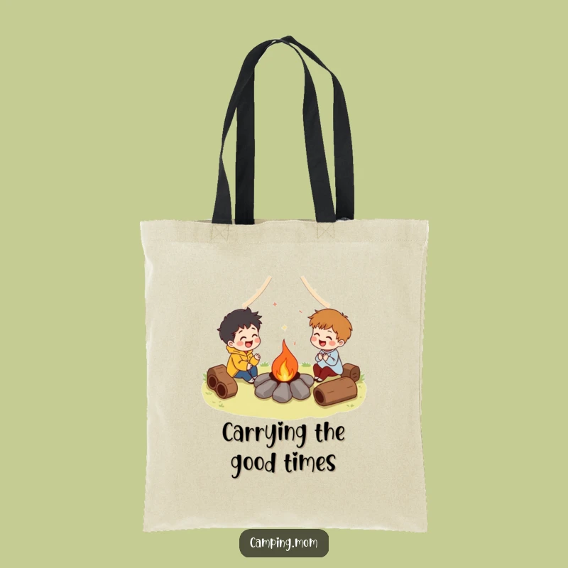 Funny Campfire Laugh Character Tote Bag, Carry Your Fun with Humorous Flair