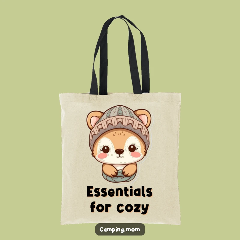 Funny Cozy Animal Tote Bag - Charming Knitted Hat Design for a Hilarious and Practical Gift