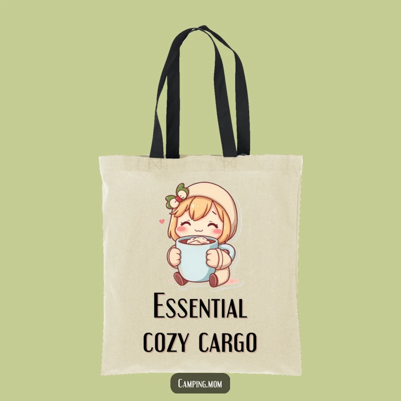 Funny Cozy Cocoa Character Tote Bag, Stylish & Humorous Carry-All for Essentials