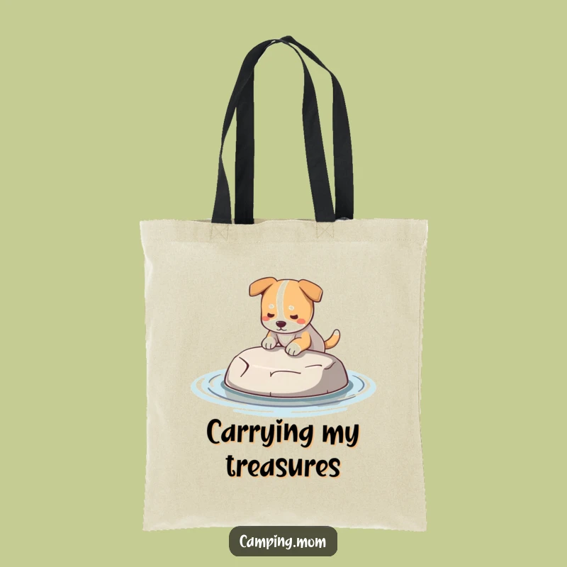 Funny Dog Skipping Stone Tote Bag - Carry Your Finds, Perfect Gift for Nature Lovers