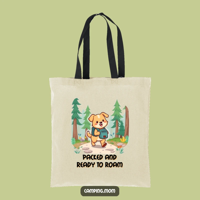 Funny Hiking Dog Canvas Tote Bag - Eco-Friendly Trail Buddy