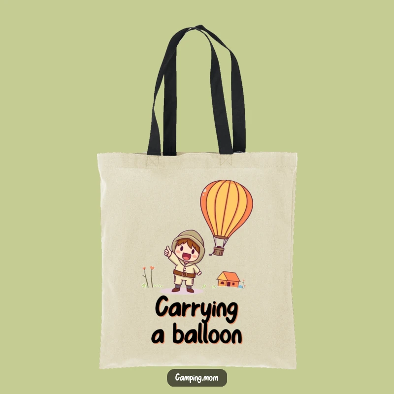Funny Hot Air Balloon Tote Bag: Whimsical Character Points Up, A Practical Funny Gift.