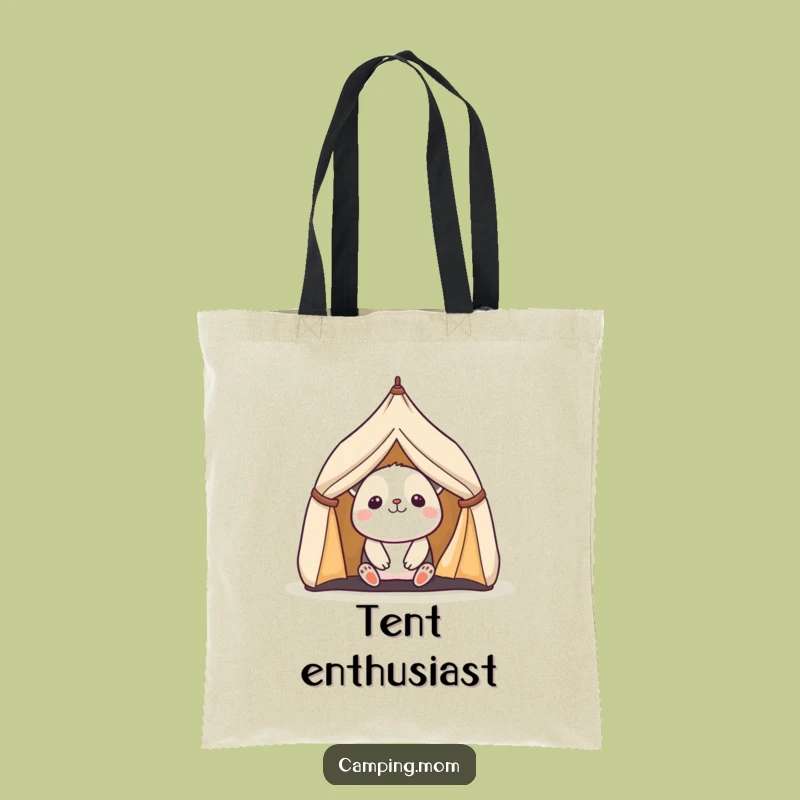 Funny Kawaii Camping Animal Tote Bag: Delightful Tent Peek - Great Funny Gift