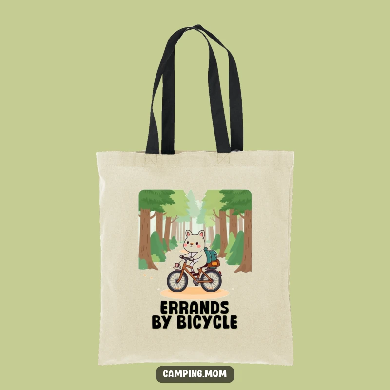 Funny Playful Animal Tote Bag: Bicycle Forest Path Adventures!